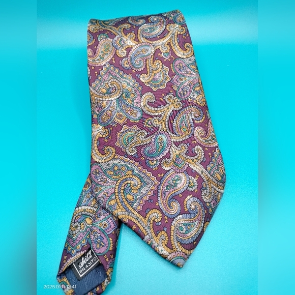 Geoffrey Beene Men's Tie Necktie Silk Made in USA Paisley Multicolored Retro - Picture 1 of 9